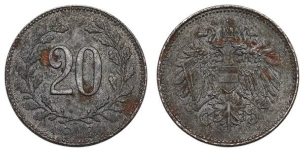 AUSTRIA 20 heller 1918 / WWI issue / VF
