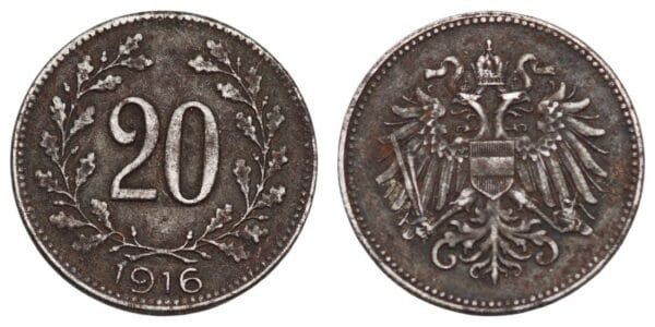 AUSTRIA 20 heller 1916 / WWI issue / VF