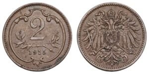 AUSTRIA 2 heller 1915 / WWI issue / VF