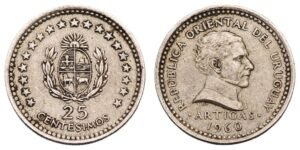 URUGUAY 25 centesimos 1960 VF