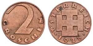 AUSTRIA 2 groschen 1928 VF