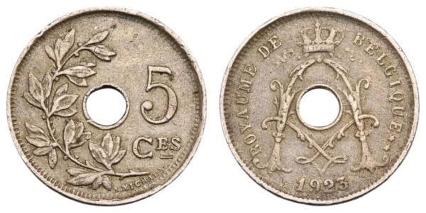BELGIUM 5 centimes 1923 / French text / VF