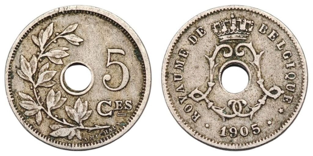 BELGIUM 5 centimes 1905 / French text / VF