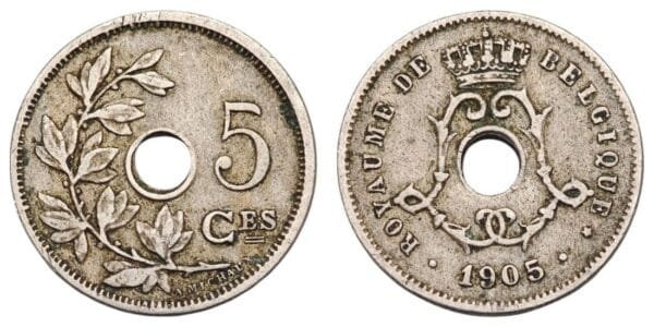 BELGIUM 5 centimes 1905 / French text / VF