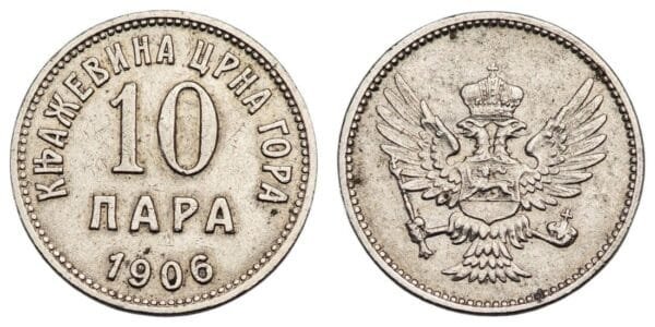MONTENEGRO 10 para 1906 VF
