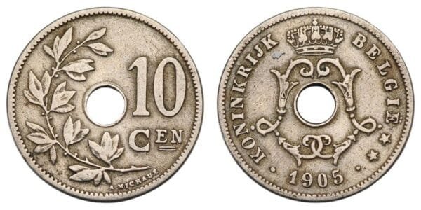 BELGIUM 10 centimes 1905 / Dutch text / VF