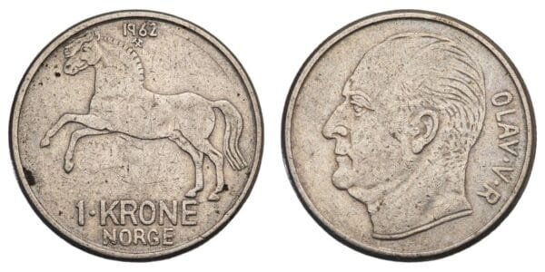 NORWAY 1 krone 1962 VF