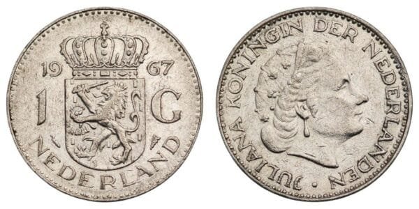 NETHERLANDS 1 gulden 1967 VF