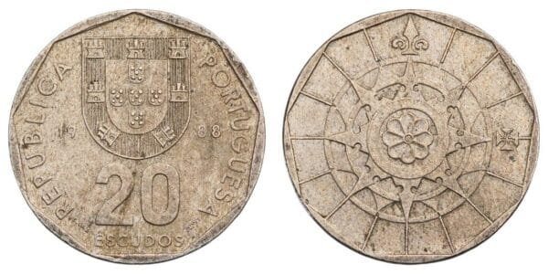 PORTUGAL 20 escudos 1988 VF