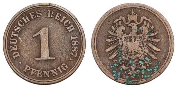 GERMANY 1 pfennig 1887A / Empire / F