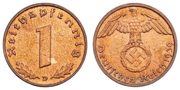GERMANY 1 reichspfennig 1939D / 3rd Reich / XF+