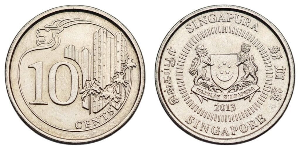 SINGAPORE 10 cents 2013 XF