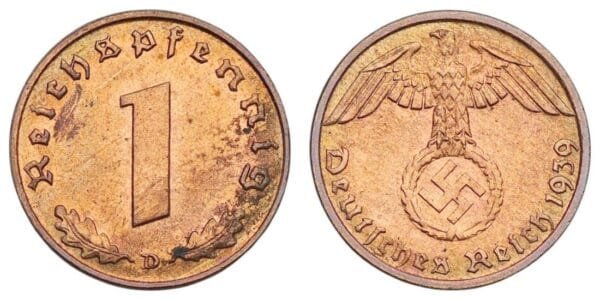 GERMANY 1 reichspfennig 1939D / 3rd Reich / XF