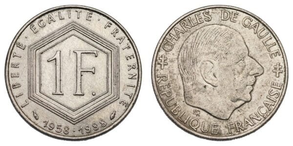 FRANCE 1 franc 1988 / Charles De Gaulle / VF