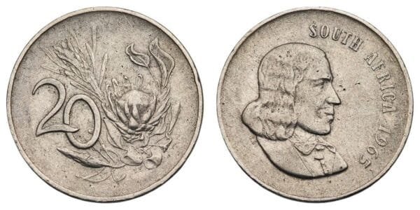SOUTH AFRICA 20 cents 1965 VF