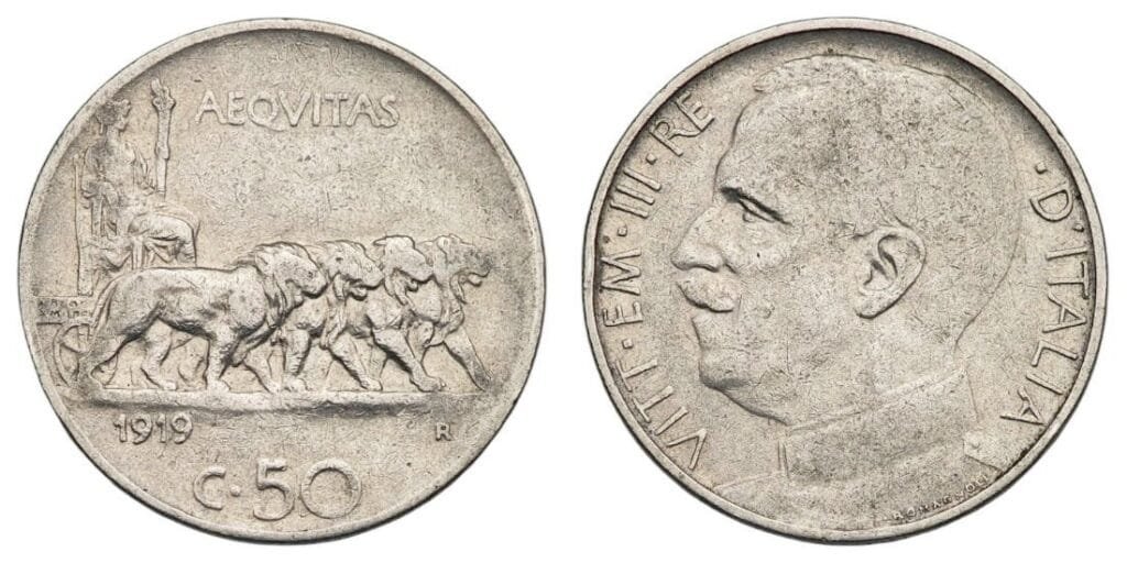 ITALY 50 centesimi 1919 VF