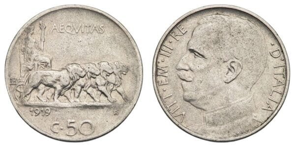 ITALY 50 centesimi 1919 VF