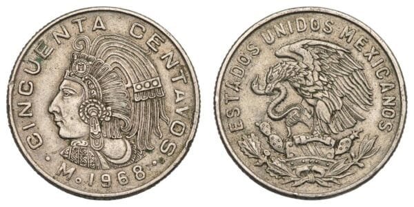 MEXICO 50 centavos 1968 VF