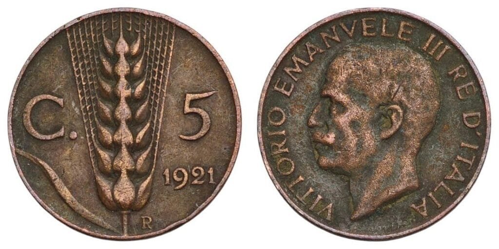 ITALY 5 centesimi 1921 VF