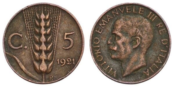 ITALY 5 centesimi 1921 VF