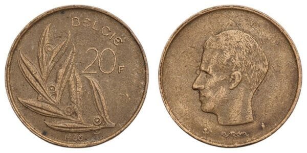 BELGIUM 20 francs 1980 / Dutch text / VF