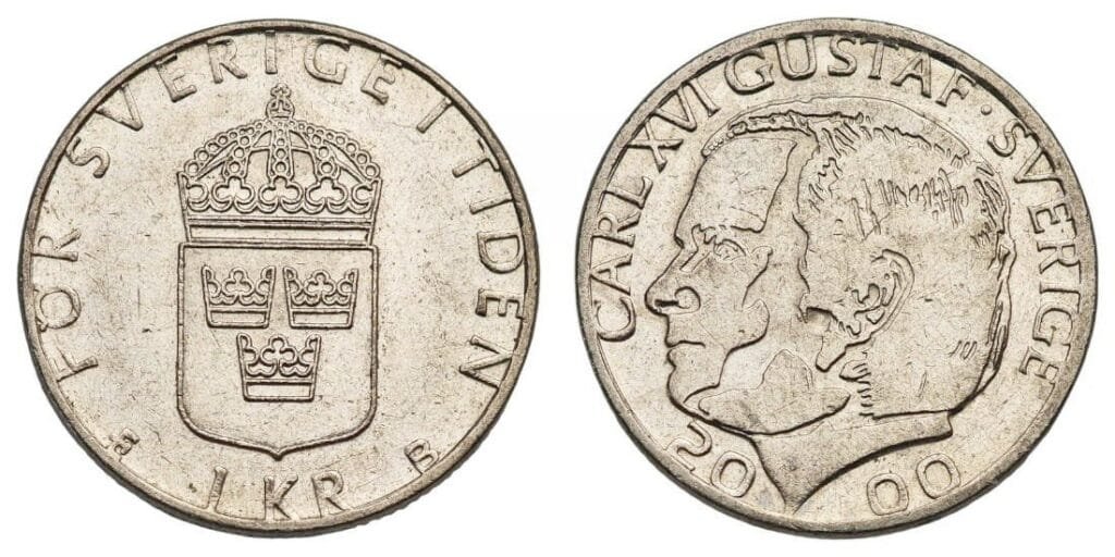 SWEDEN 1 krona 2000 VF+
