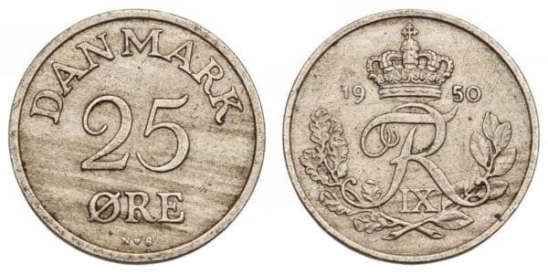 DENMARK 25 ore 1950 VF