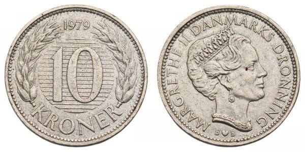 DENMARK 10 kroner 1979 VF