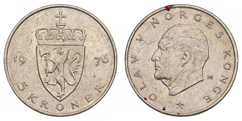 NORWAY 5 kroner 1976 VF