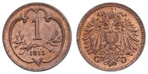 AUSTRIA 1 heller 1915 XF