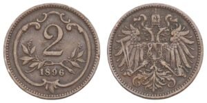 AUSTRIA 2 heller 1896 VF