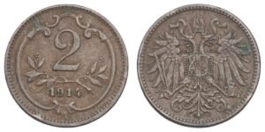 AUSTRIA 2 heller 1914 VF