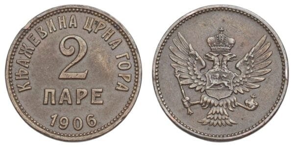 MONTENEGRO 2 pare 1906 VF