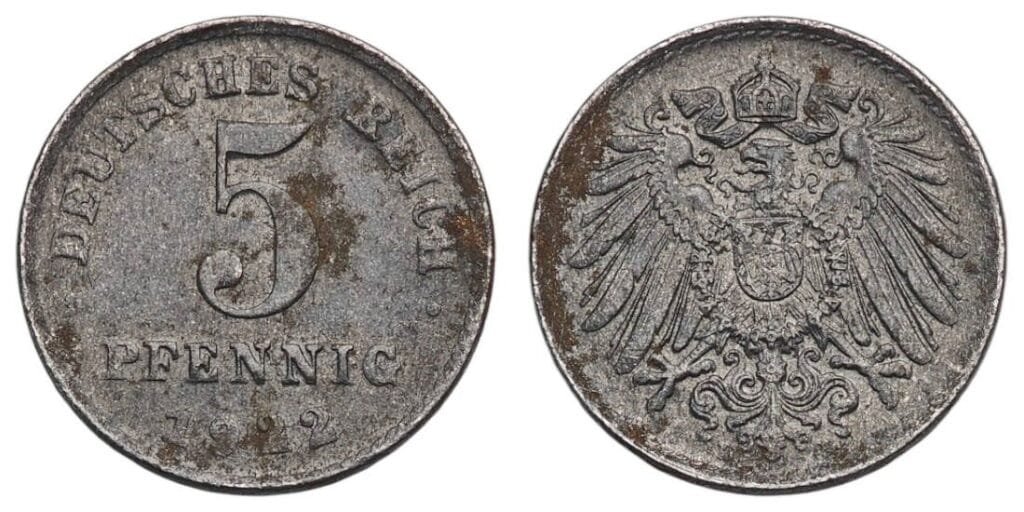 GERMANY 5 pfennig 1922 / Weimar Republic / VF