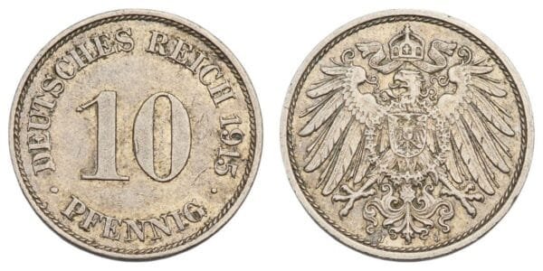 GERMANY 10 pfennig 1915J / Empire / VF