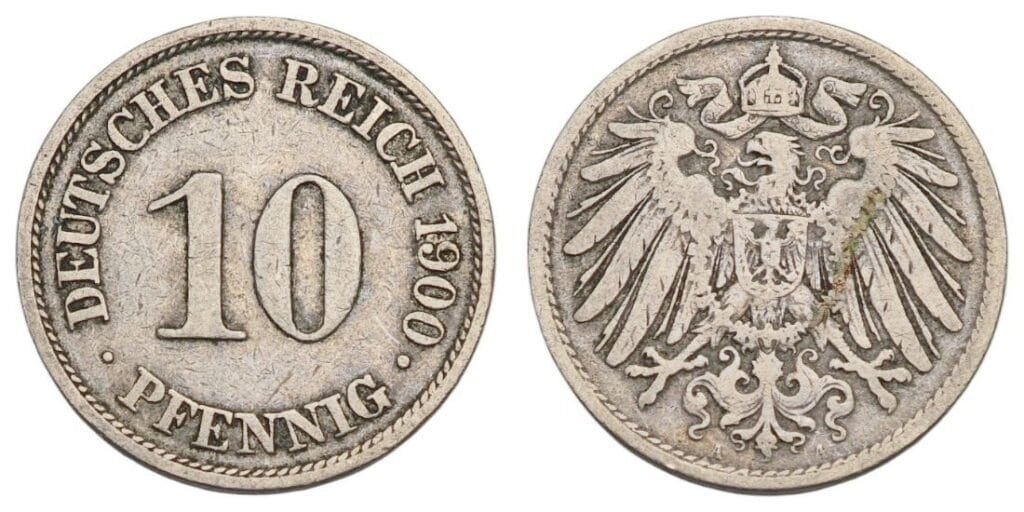 GERMANY 10 pfennig 1900A / Empire / VF