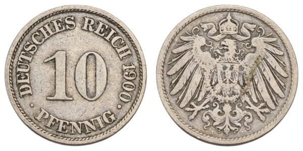 GERMANY 10 pfennig 1900A / Empire / VF