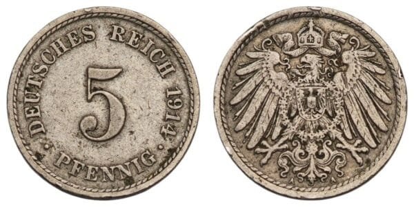 GERMANY 5 pfennig 1914A / Empire / VF
