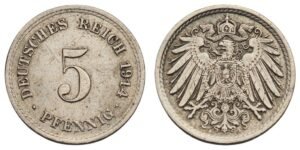 GERMANY 5 pfennig 1914A / Empire / VF
