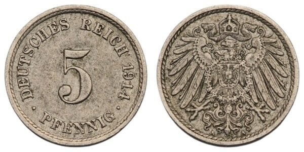 GERMANY 5 pfennig 1914A / Empire / VF