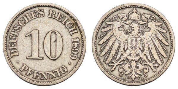 GERMANY 10 pfennig 1899A / Empire / VF