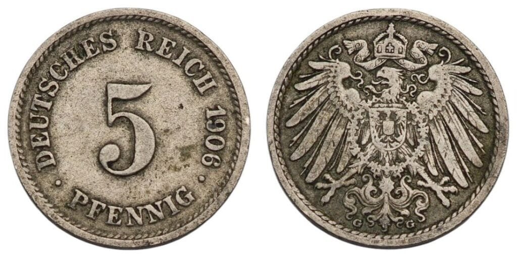 GERMANY 5 pfennig 1906G / Empire / VF