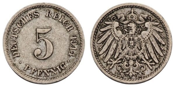 GERMANY 5 pfennig 1914A / Empire / VF