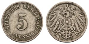 GERMANY 5 pfennig 1907A / Empire / VF