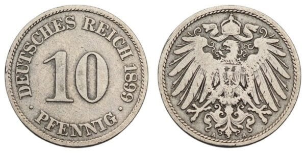 GERMANY 10 pfennig 1899A / Empire / VF