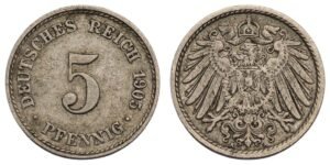 GERMANY 5 pfennig 1905A / Empire / VF