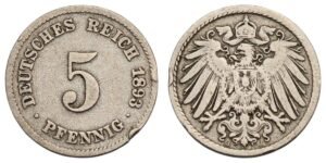 GERMANY 5 pfennig 1893J / Empire / VF