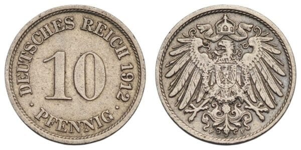 GERMANY 10 pfennig 1912F / Empire / VF