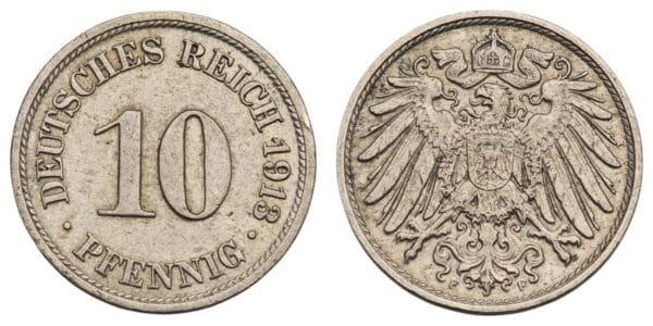 GERMANY 10 pfennig 1913F / Empire / VF