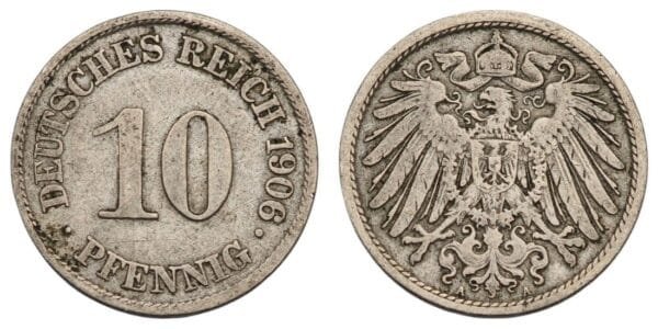 GERMANY 10 pfennig 1906A / Empire / VF